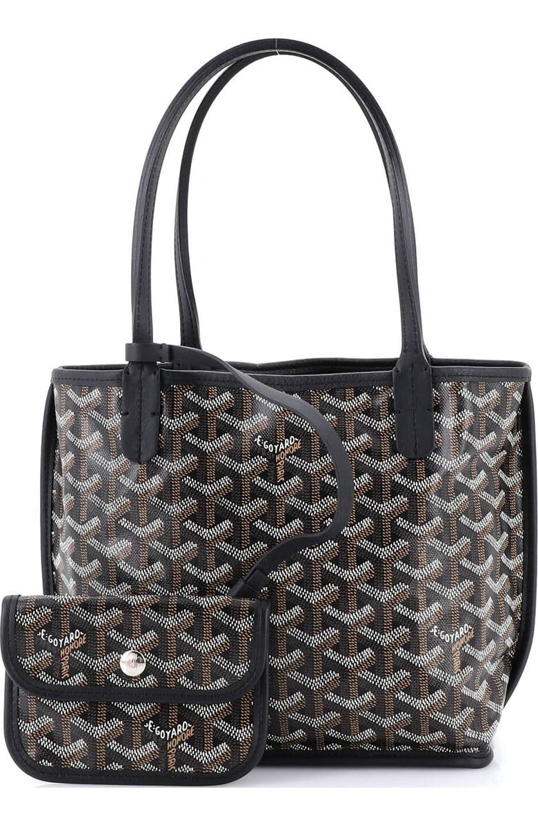 Pre-Owned Goyard Anjou Reversible Tote Coated Canvas Mini, Alternate, color, Black