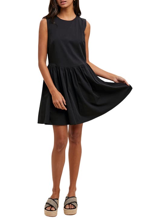 Fit & Flare Cotton Blend Minidress