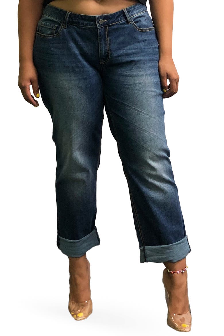 Standard & Practices Boyfriend Jeans, Main, color, DARK WASH