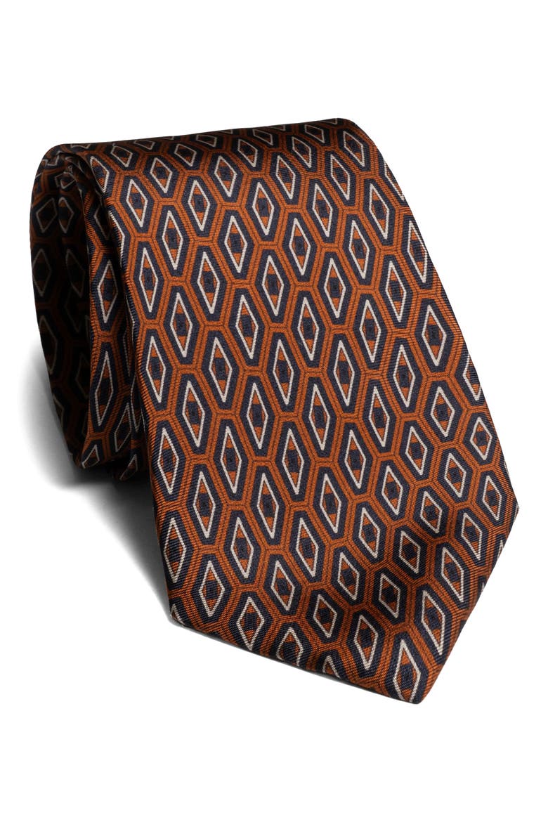 Washington Geometric Print Silk Tie, Main, color, SPICE