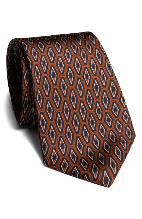 Washington Geometric Print Silk Tie