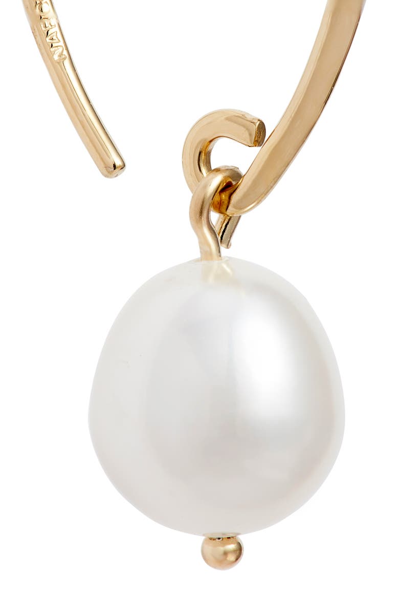 Briolette Gemstone Hoop Earrings, Alternate, color, YELLOW GOLD/ PEARL