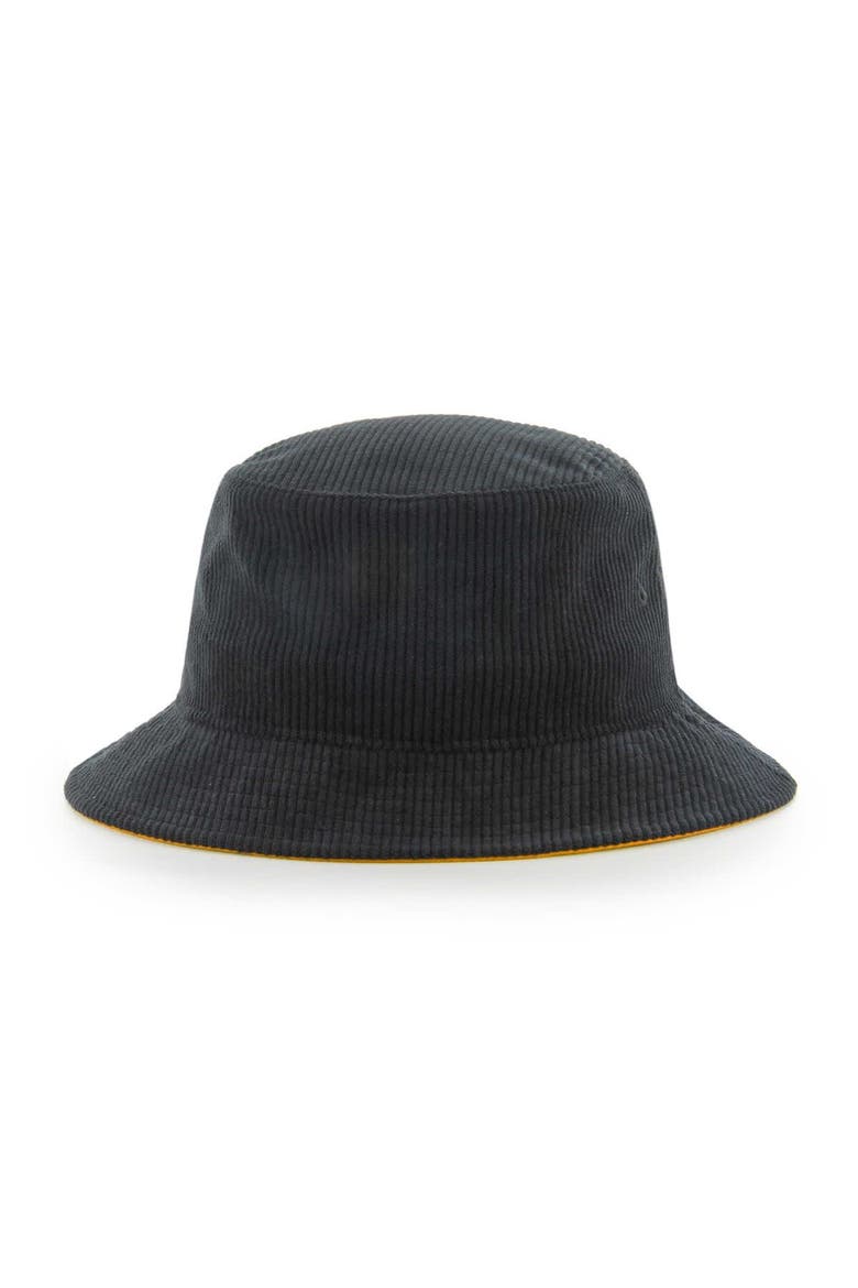Men's '47 Black Pittsburgh Steelers Thick Cord Bucket Hat, Alternate, color, Black