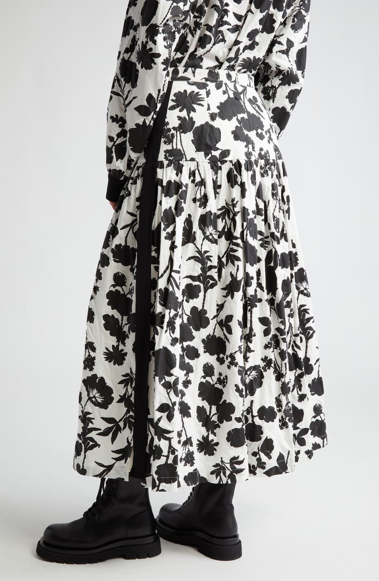 Max Mara Udente Floral Print Tiered Cotton & Silk Skirt, Alternate, color,