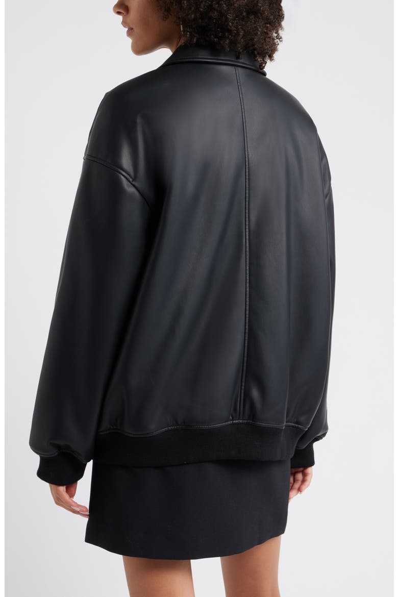 Oversize Faux Leather Jacket, Alternate, color, BLACK