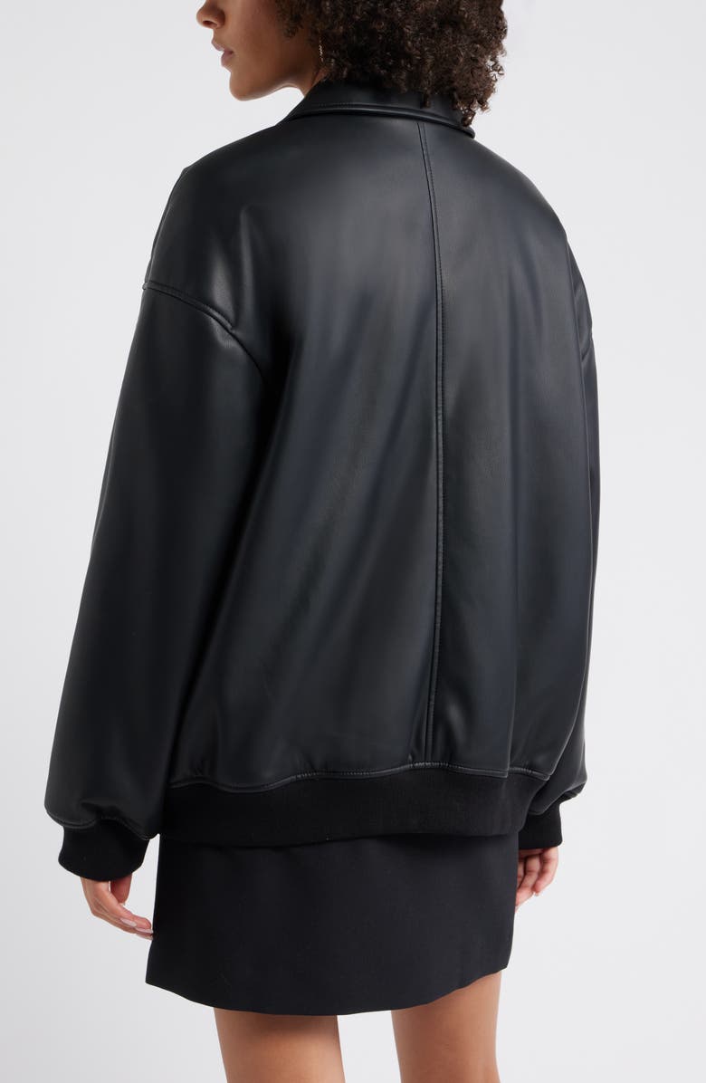 Open Edit Oversize Faux Leather Jacket, Alternate, color, Black