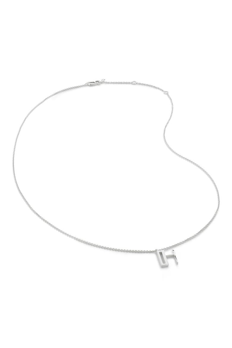 Initial Pendant Necklace, Main, color, STERLING SILVER - H