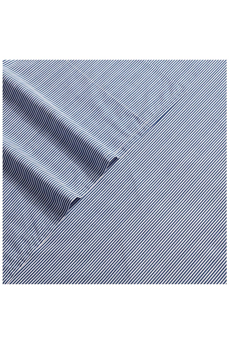 Penny Pinstripe 200 Thread Count Cotton Percale Sheet Set, Alternate, color, WHITE/ NAVY