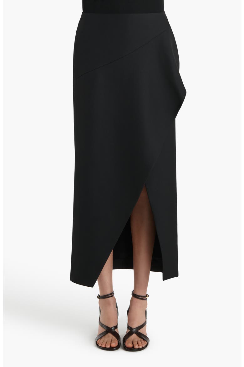 Jaia Asymmetric Wool Skirt, Main, color, BLACK