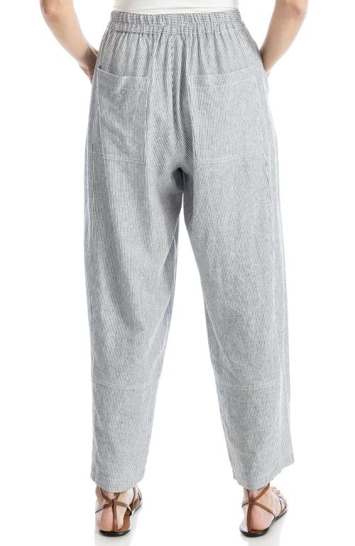 MAX STUDIO MAX STUDIO STRIPE LINEN BLEND BARREL PANTS