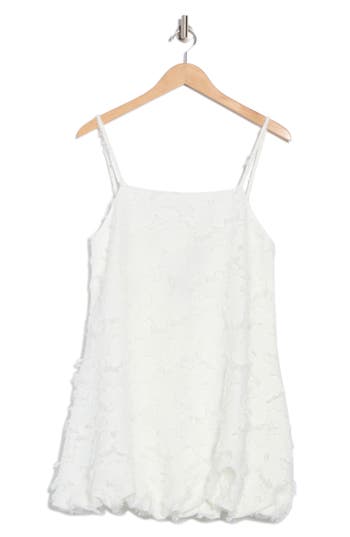 KNOW ONE CARES KNOW ONE CARES FRINGED BROCADE BUBBLE HEM MINIDRESS