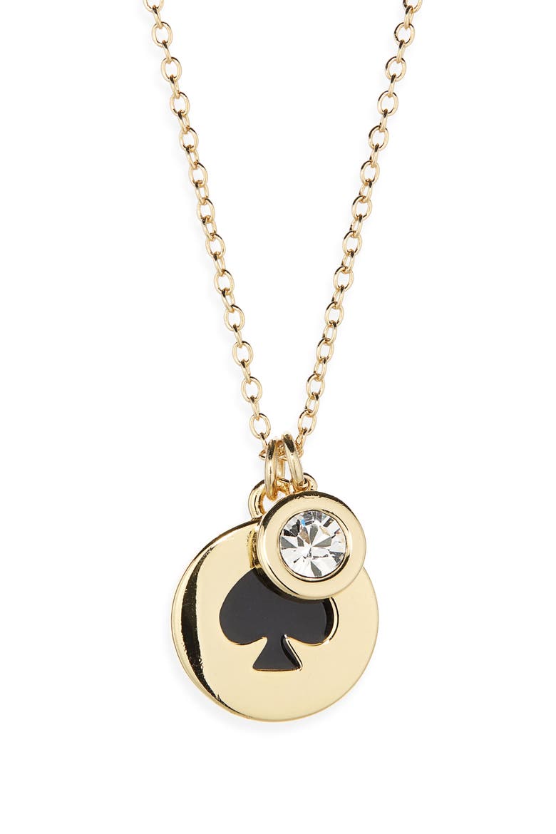spot the spade charm pendant necklace, Alternate, color, BLACK