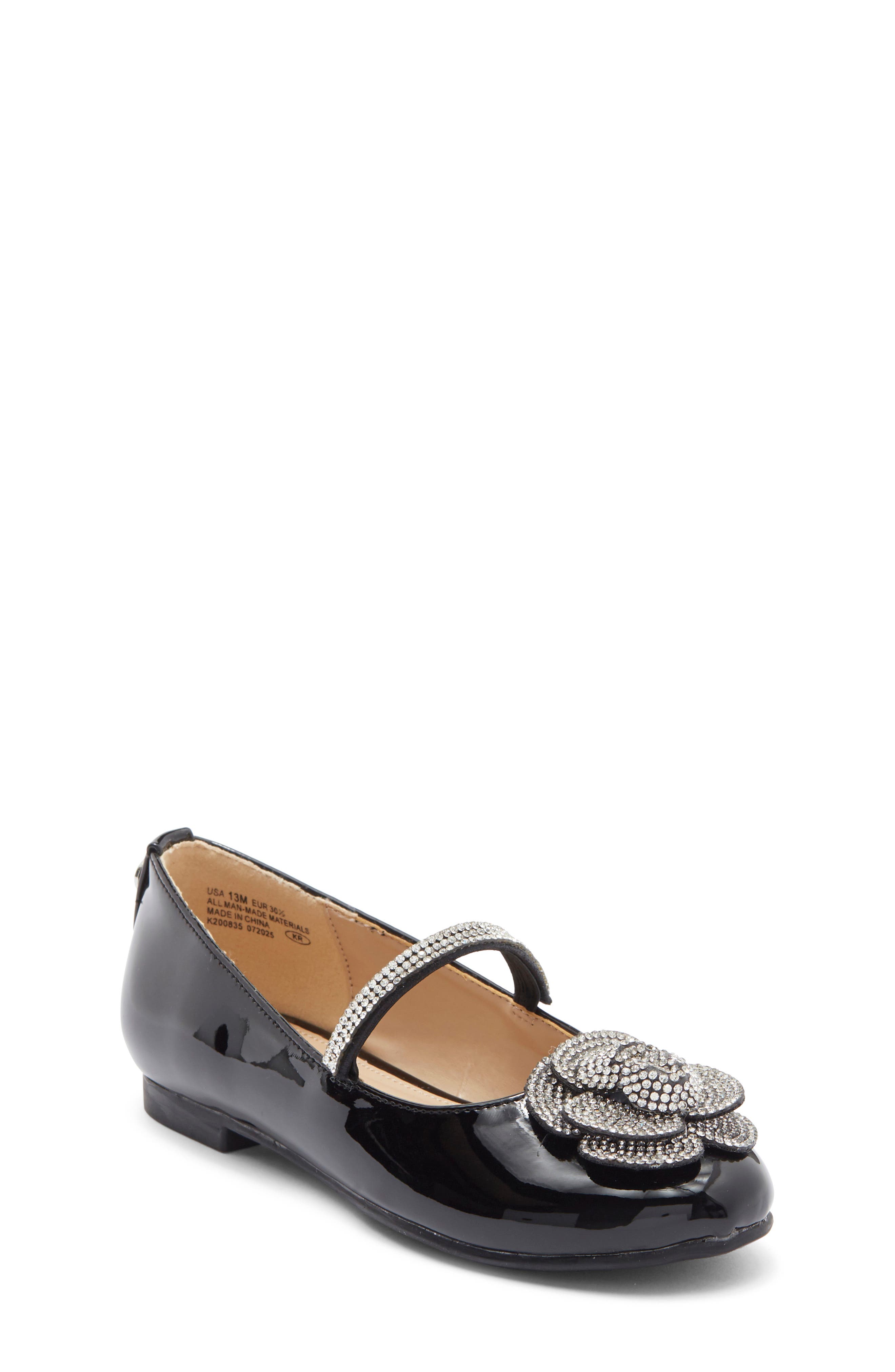 Nina Kids' Izzy Mary Jane Flat, Main, color, Black Patent