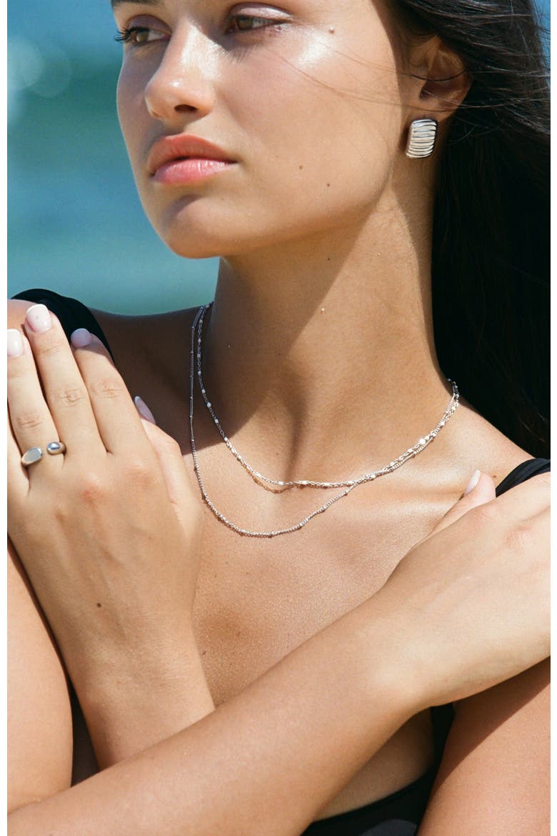 Double Beaded Choker, Alternate, color, Silver