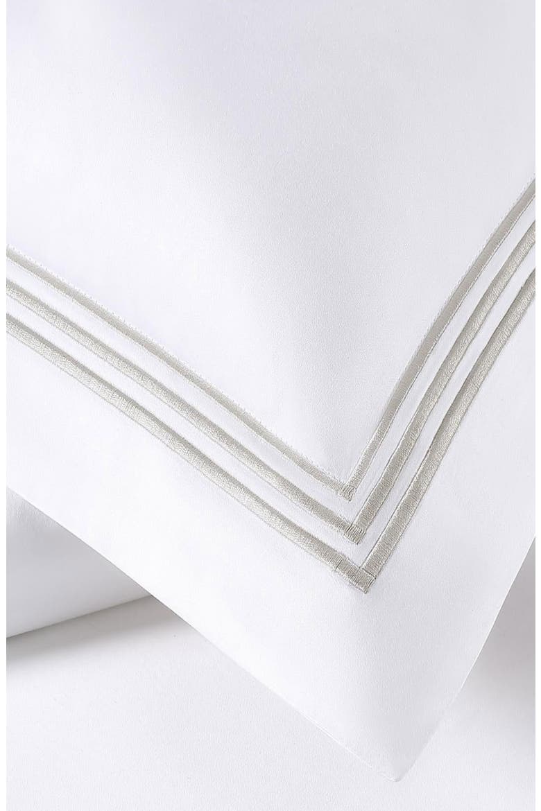 Egyptian Cotton Sateen Bratta Embroidery Triple Luxe Sateen 3-Piece Duvet Cover Set, Alternate, color, NICKEL
