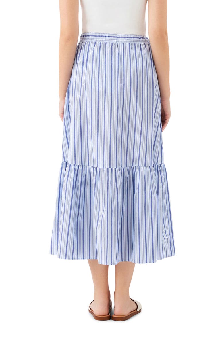 Stripe Tiered Cotton Skirt, Alternate, color, BLUE