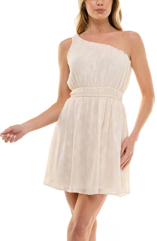 Socialite Asummetric One-shoulder Chiffon Minidress In Ivory