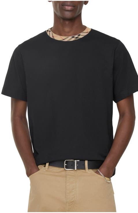 Check Trim Cotton T-shirt