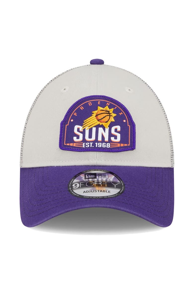 Men's New Era Khaki/Purple Phoenix Suns Throwback Patch Trucker 9FORTY Adjustable Hat, Alternate, color, Khaki