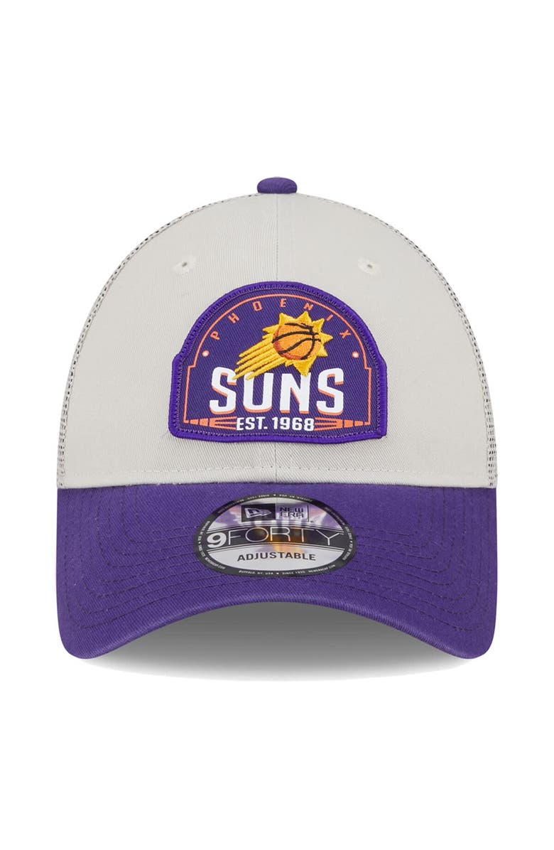 New Era Men's New Era Khaki/Purple Phoenix Suns Throwback Patch Trucker 9FORTY Adjustable Hat, Alternate, color, Khaki