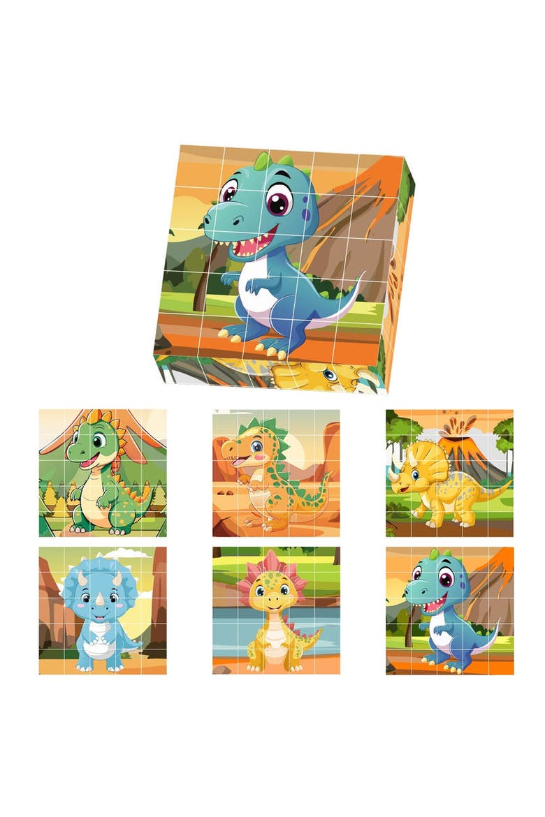 25 Pcs Magnetic Dinosaur Puzzle Blocks, Main, color, Multi Color