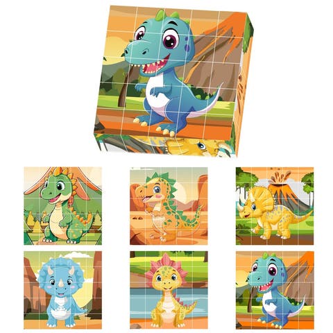 25 Pcs Magnetic Dinosaur Puzzle Blocks