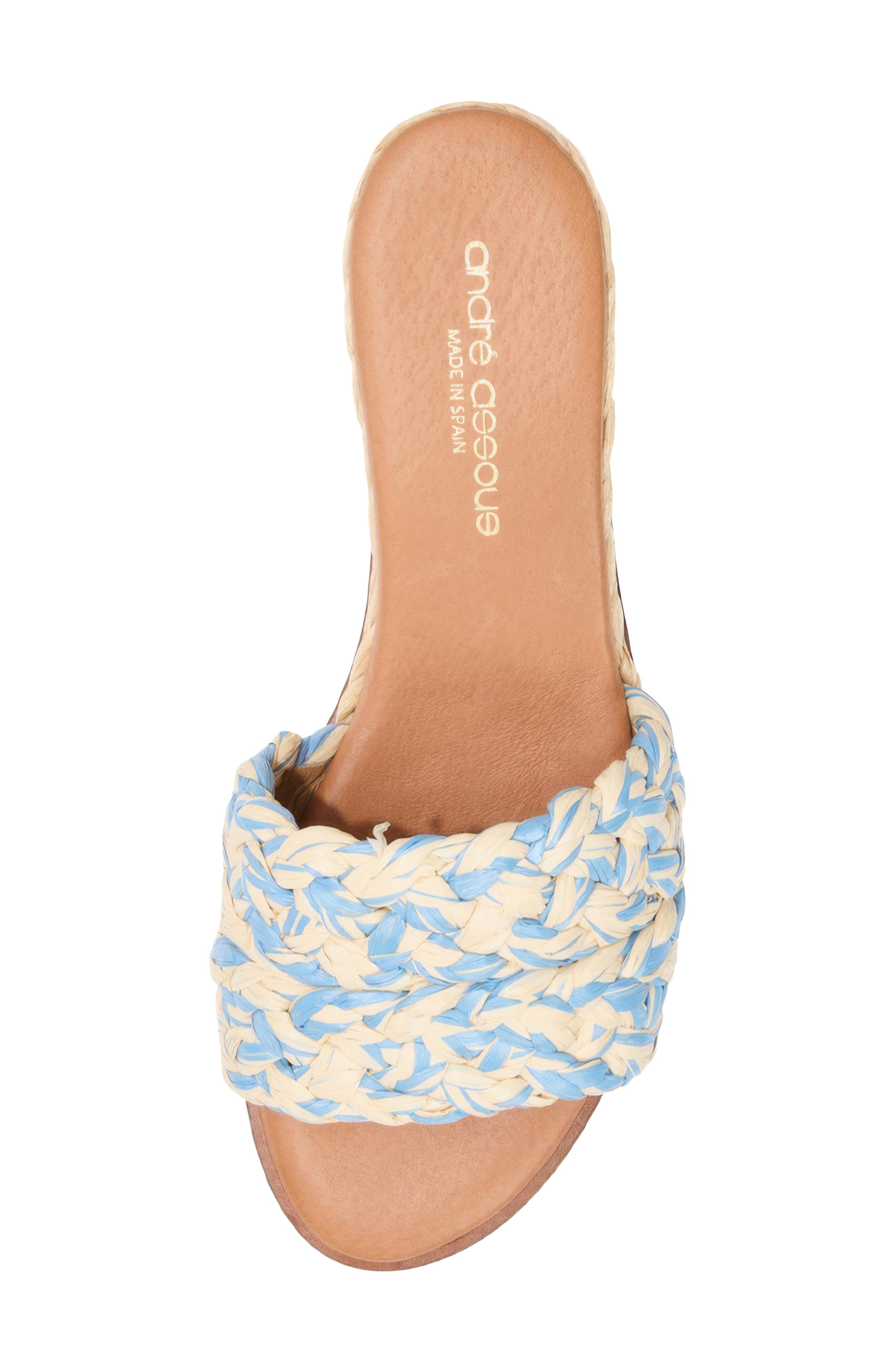 André Assous Nessie Wedge Sandal, Alternate, color, Natural/ Sky Blue