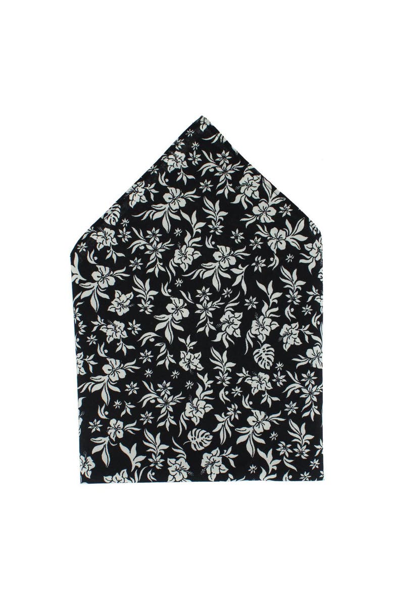 Trafalgar Oleander Floral and Vine Patterned Handkerchief, Main, color, Black