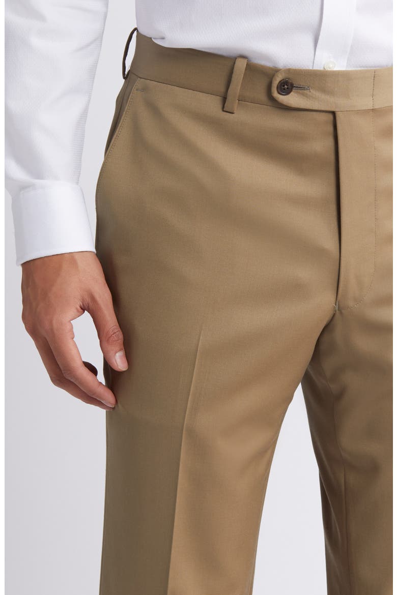 Solid Flat Front Stretch Wool Dress Pants, Alternate, color, LIGHT TAN