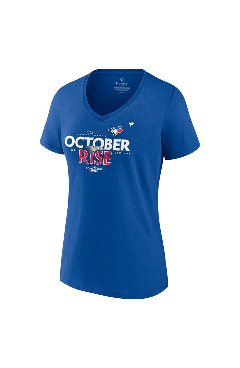 FANATICS Women's Fanatics Branded Royal Toronto Blue Jays 2022 Postseason Locker Room V-Neck T-Shirt, Alternate, color, 
