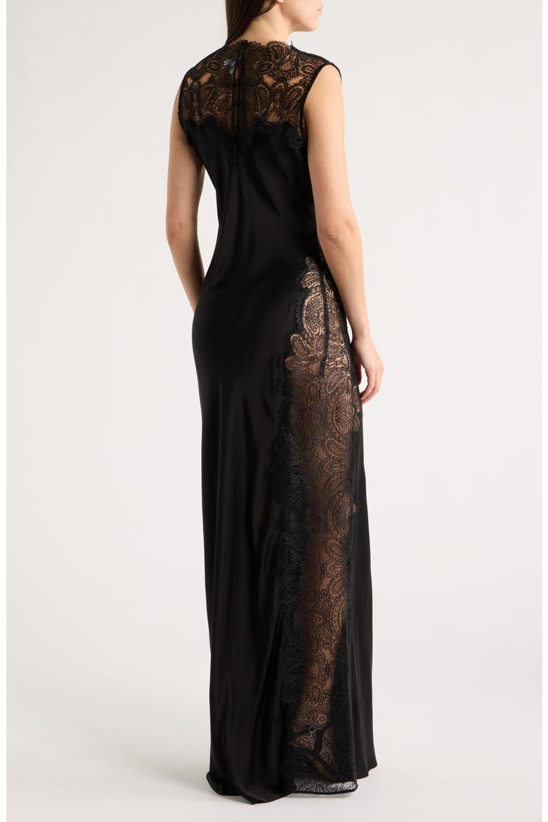 Jamila Lace Trim Gown, Alternate, color, BLACK