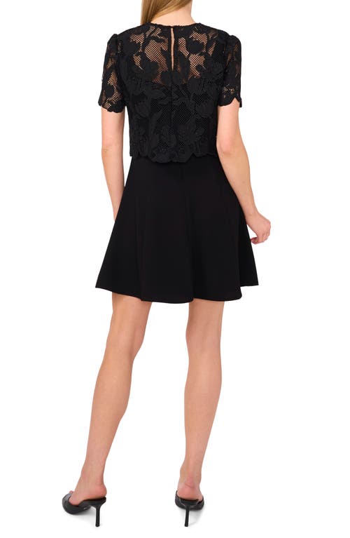 Ted Baker Lace Overlay Crepe Minidress In Black