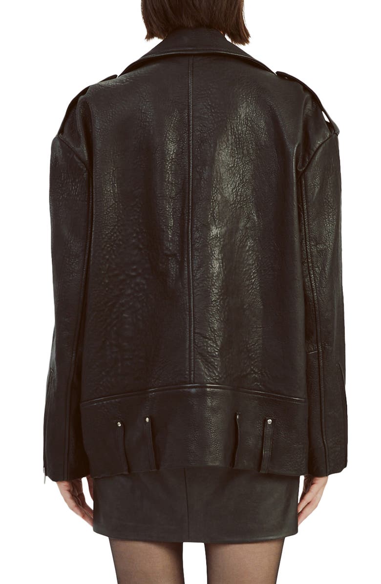 Bardot Oversize Leather Biker Jacket, Alternate, color,
