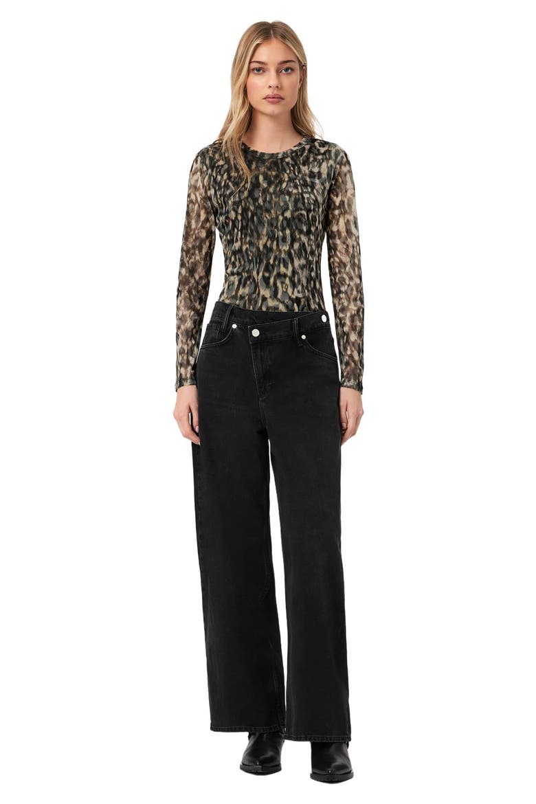 Ellie Floral Long Sleeve Mesh T-Shirt, Alternate, color, LEPPO BROWN
