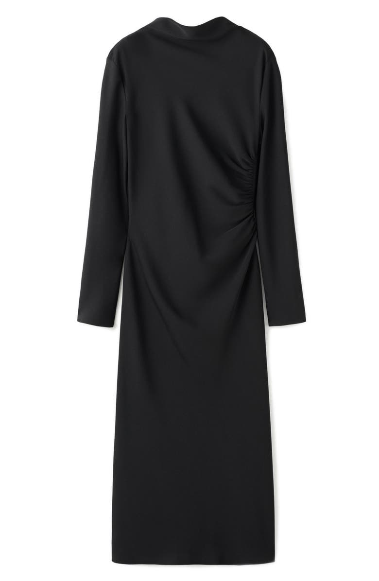 MANGO Ruched Long Sleeve Midi Dress, Alternate, color, 