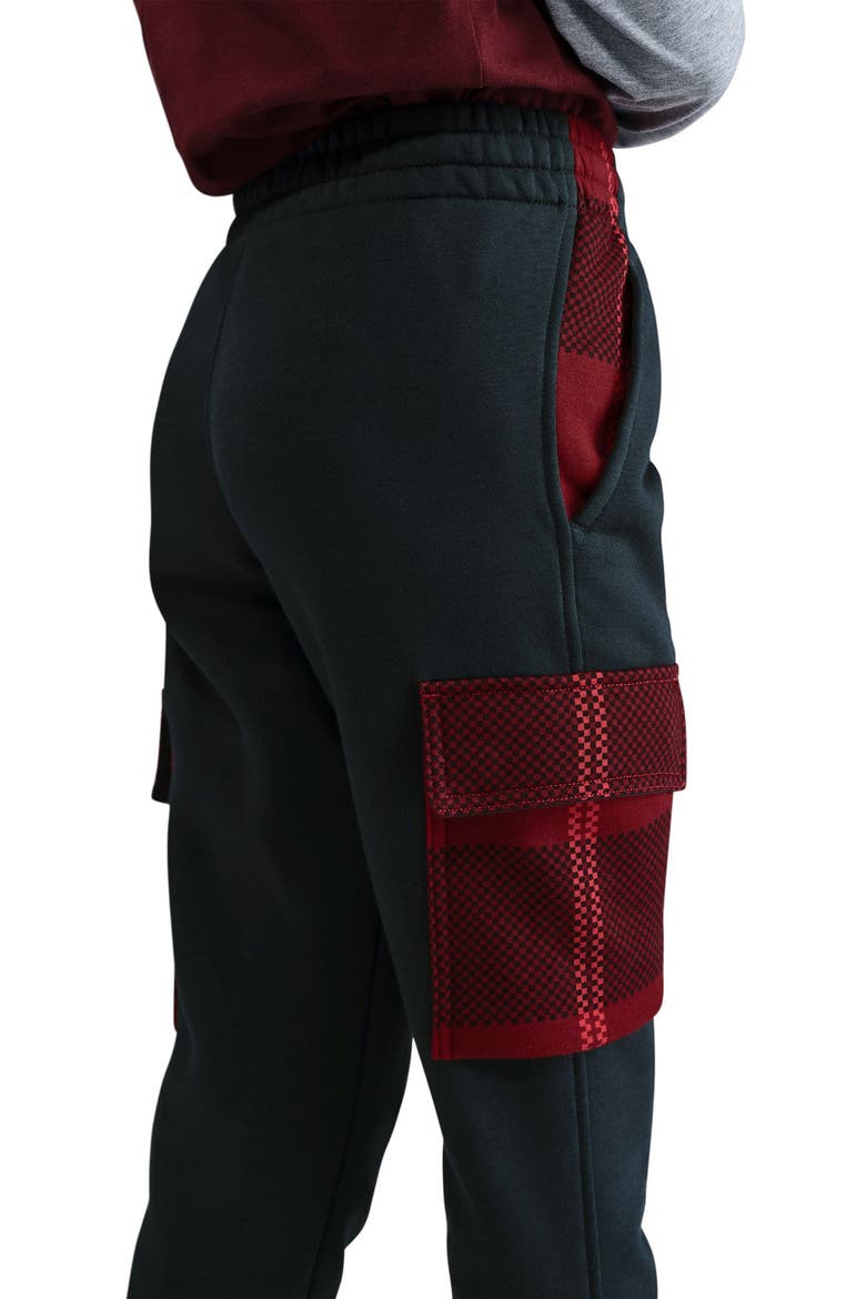 Kids' Club Fleece Cargo Joggers, Alternate, color, OFF NOIR/ UNIVERSITY RED