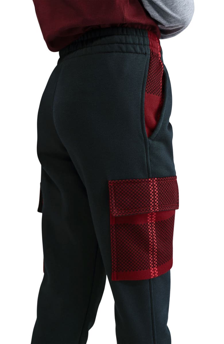 Nike Kids' Club Fleece Cargo Joggers, Alternate, color, Off Noir/ University Red