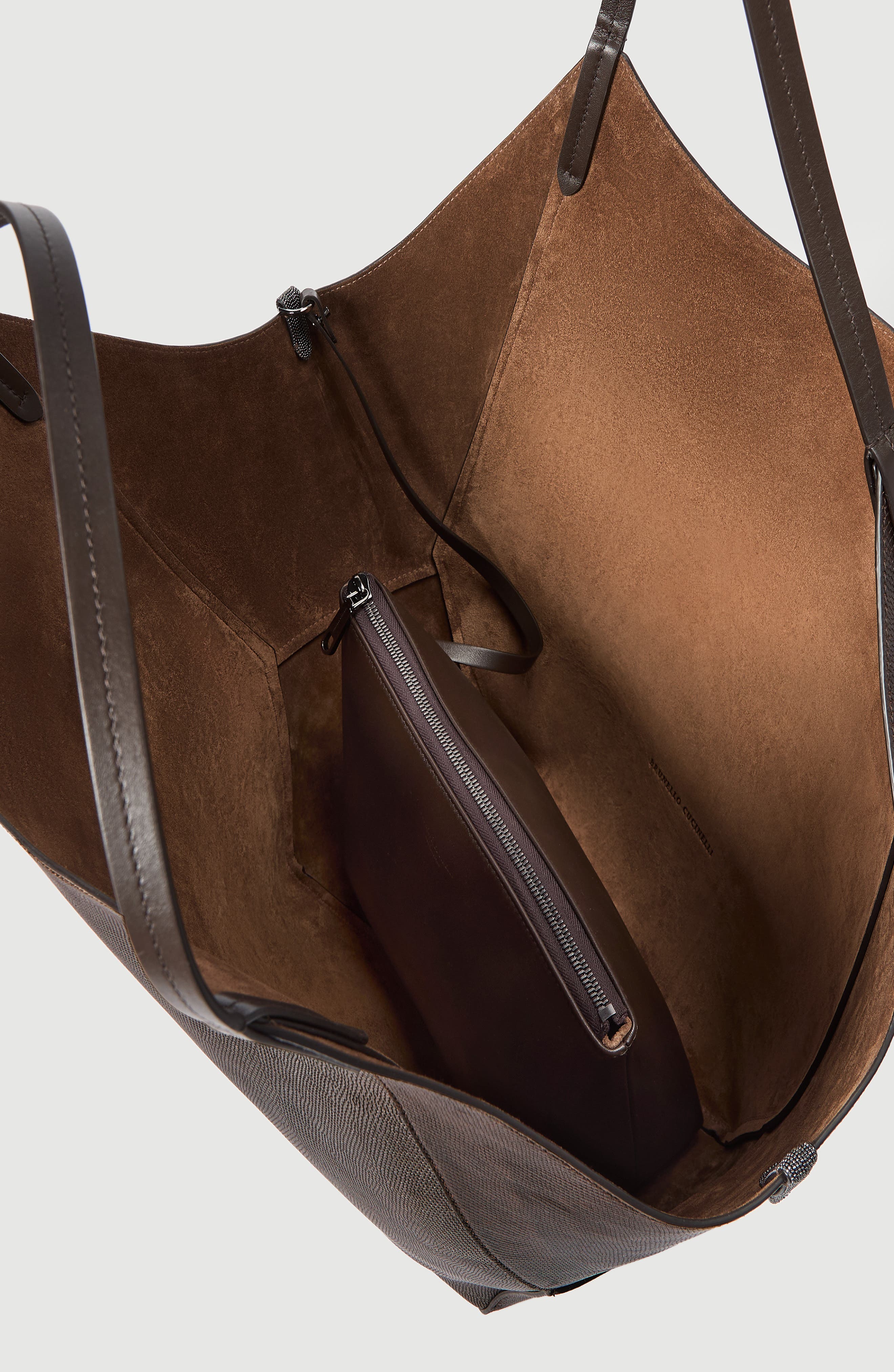 Reversible Duo shopper in lizard-effect calfskin, Alternate, color, Rust Brown