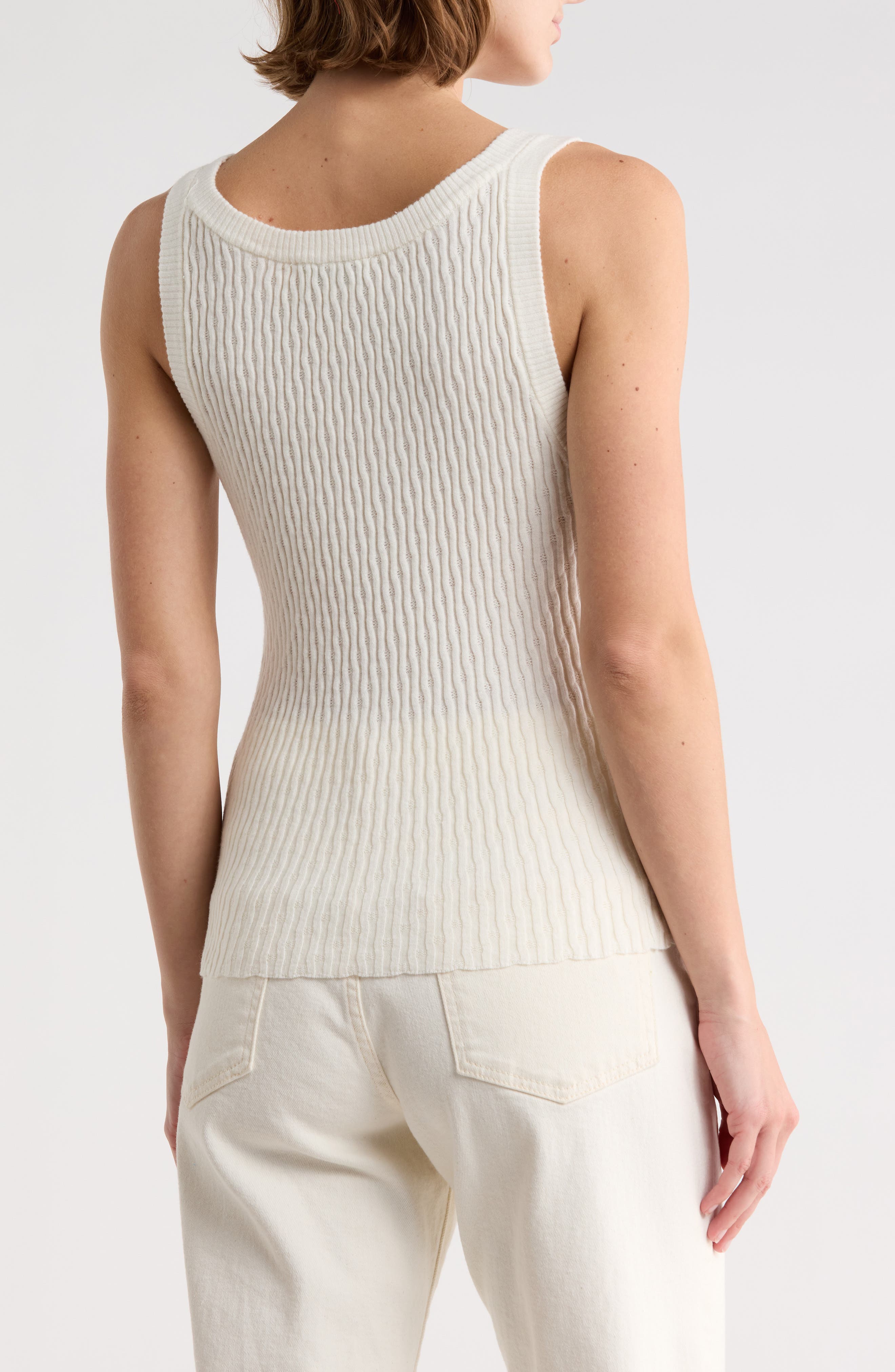 Pointelle Cotton & Cashmere Sweater Tank - image 4