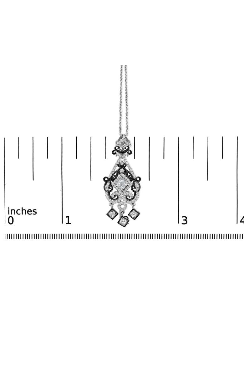 Haus of Brilliance Black Rhodium Plated Sterling Silver 3/4 Cttw Diamond Ornate Drop Pendant Necklace, Alternate, color, Silver