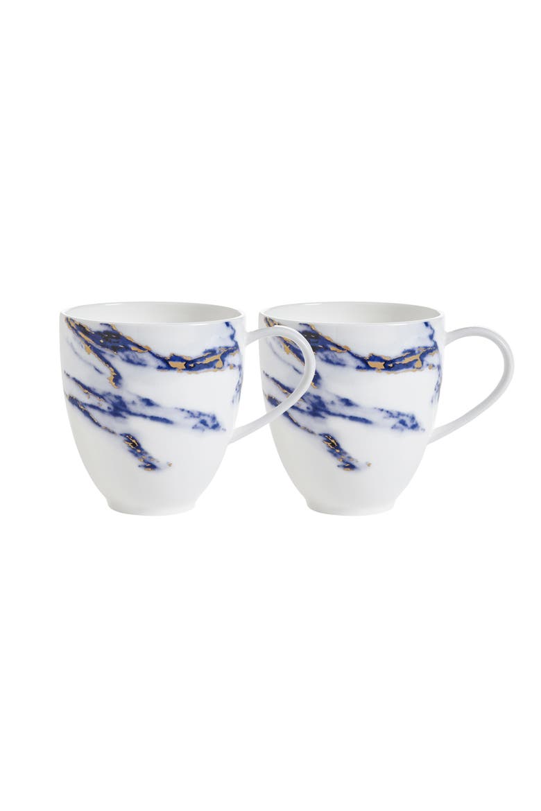 Marble Azure Barrel Mug, Set of 2, Main, color, White