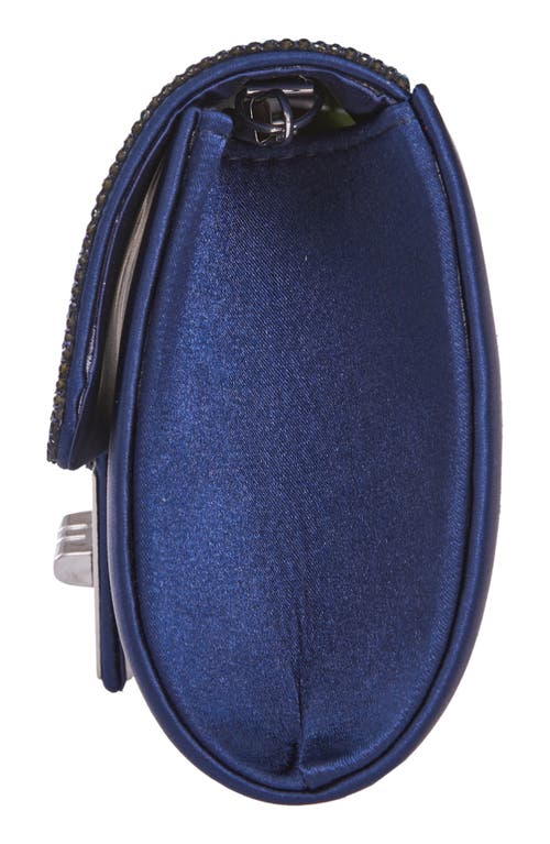 Lady Couture Chic Rhinestone & Satin Envelope Clutch In Navy