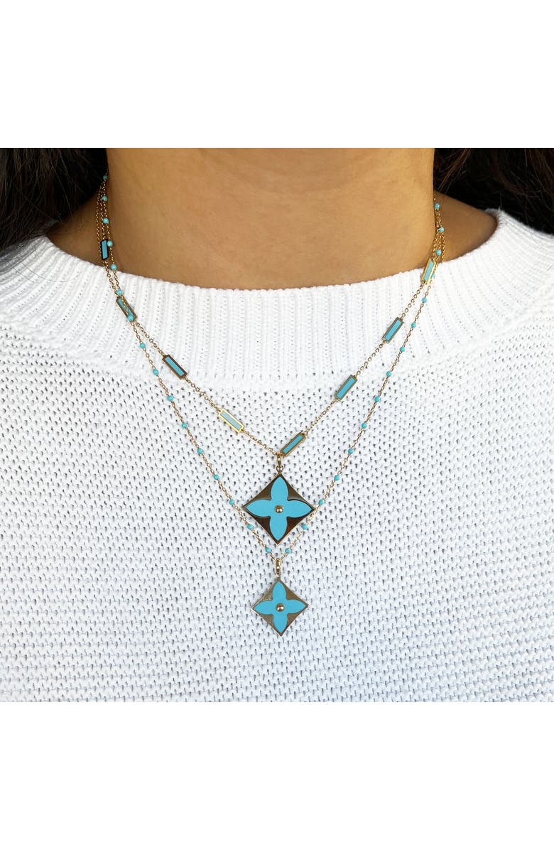 The Lovery Fine Jewelry Turquoise Luxe Flower Charm, Alternate, color, Turquoise