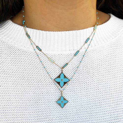 The Lovery Fine Jewelry Turquoise Luxe Flower Charm In Gold