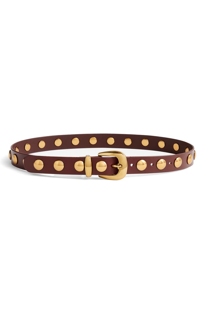Madewell Studded Western Leather Belt, Main, color, Soft Mahogany