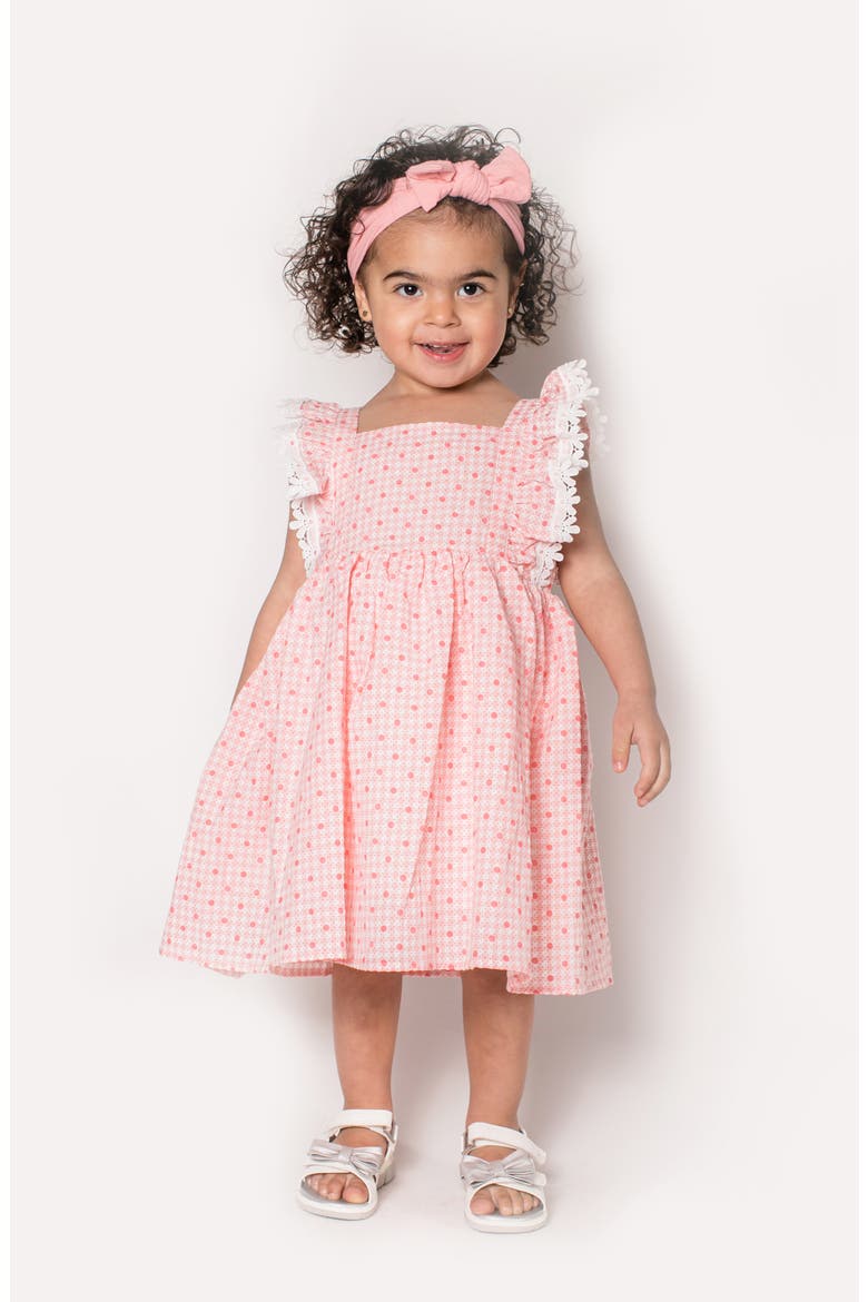 Kids' Lace Trim Pinafore Dress, Alternate, color, RASPBERRY