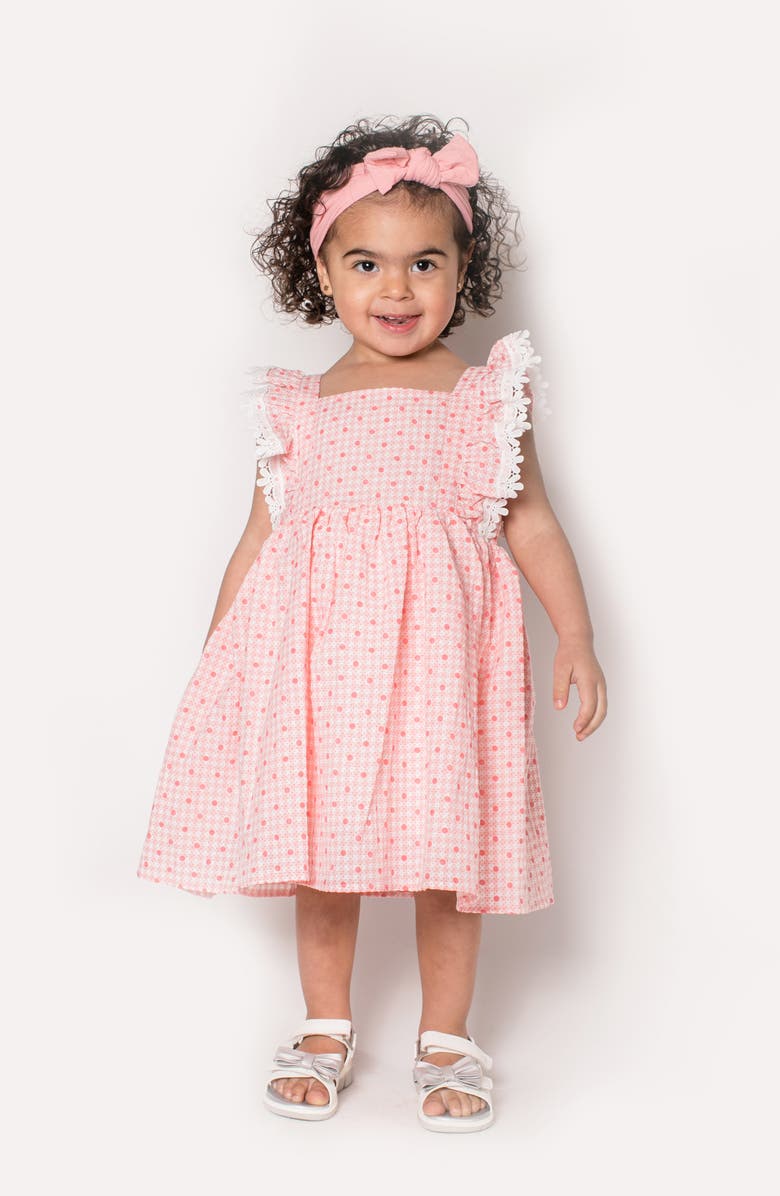Popatu Kids' Lace Trim Pinafore Dress, Alternate, color, Raspberry