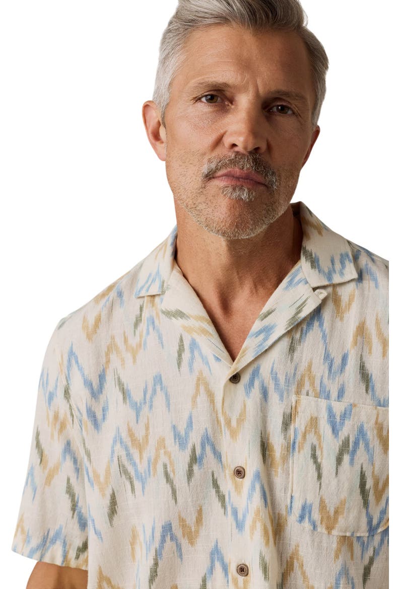 Organic Cotton Button-Up Camp Shirt, Alternate, color, BELLE ISLE IKAT