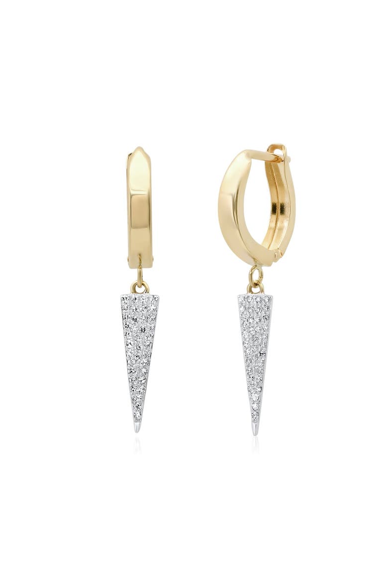 14K Huggies with Pave Diamond Triangles, Main, color, GOLD