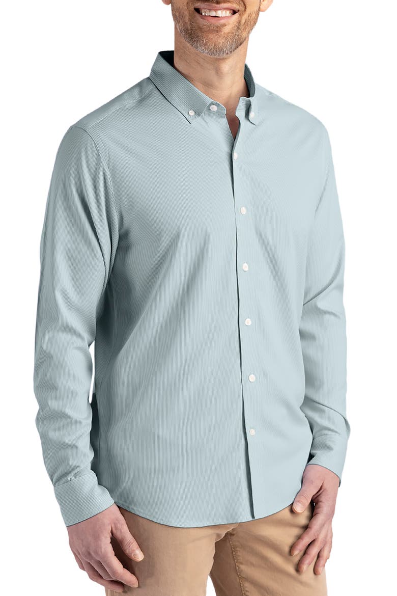 Skyline Epic Confidence Stripe Stretch Button-Down Shirt, Alternate, color, HUNTER/WHITE